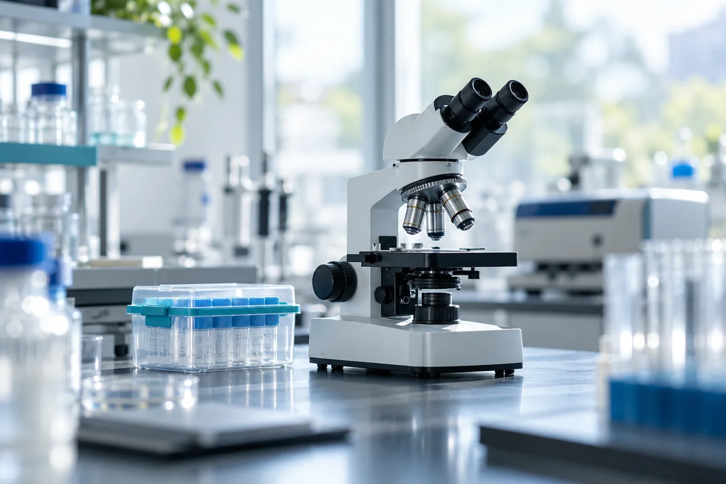 Illustrative laboratory setting with research materials and scientific equipment
